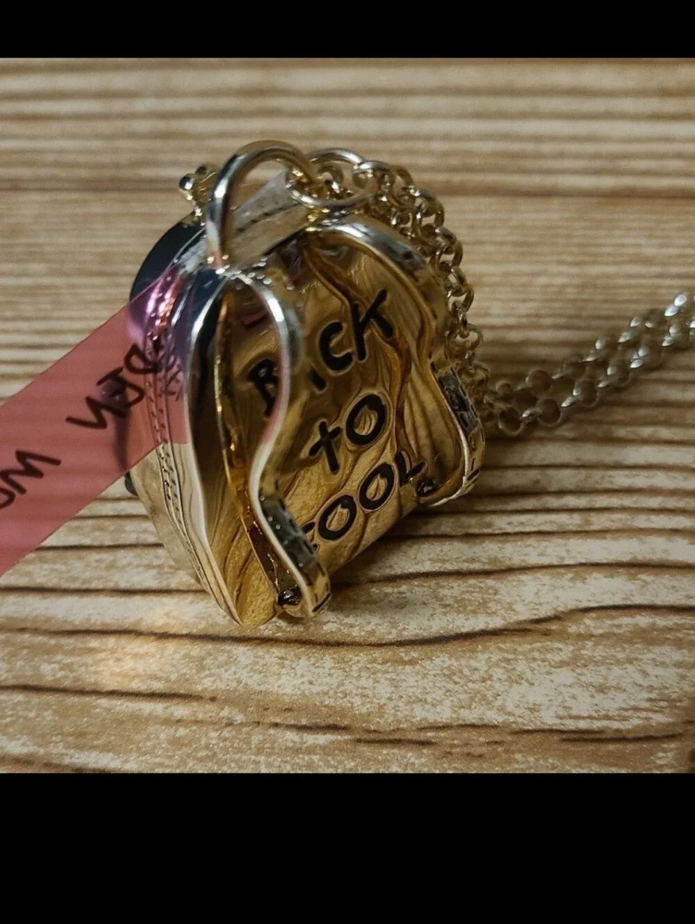 Betsy Johnson back to cool school backpack necklace new with tags